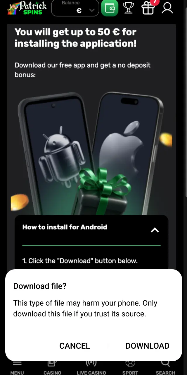 Use the Download APK button below to begin downloading the Patrickspins .apk file.