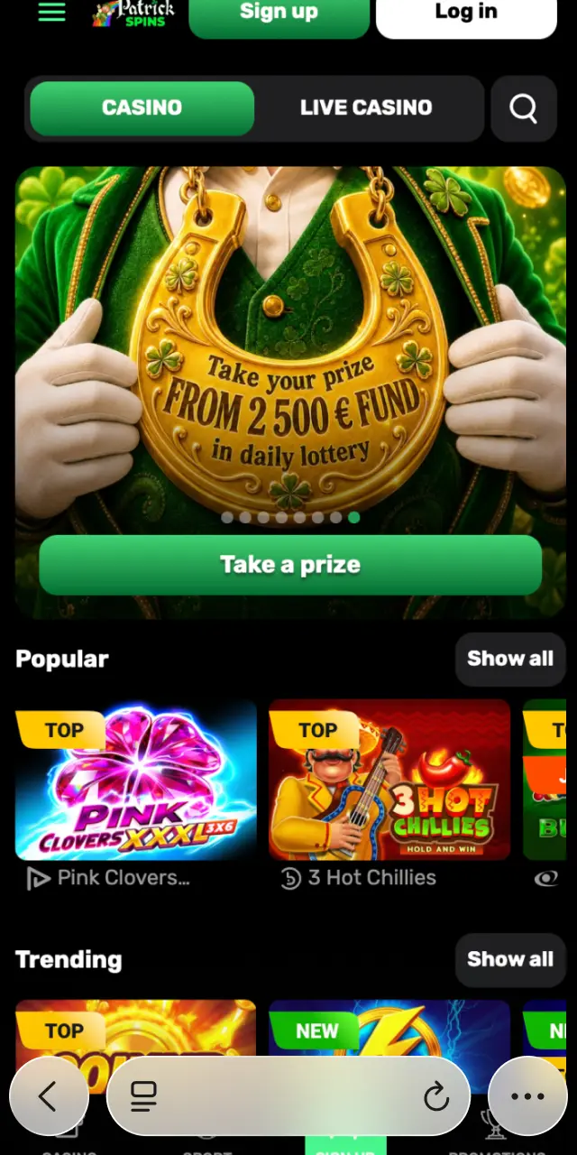Visit the Patrickspins website using Safari on your iPhone or iPad.