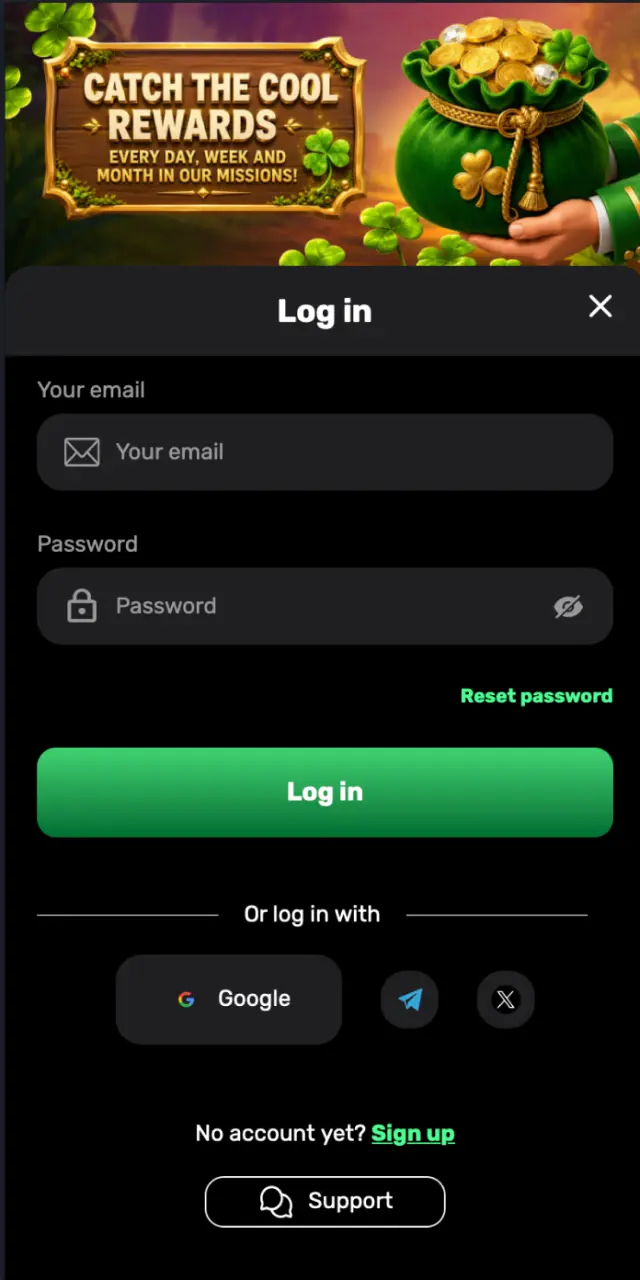 Tap the Patrickspins icon on your home screen, log in, or register to start playing.