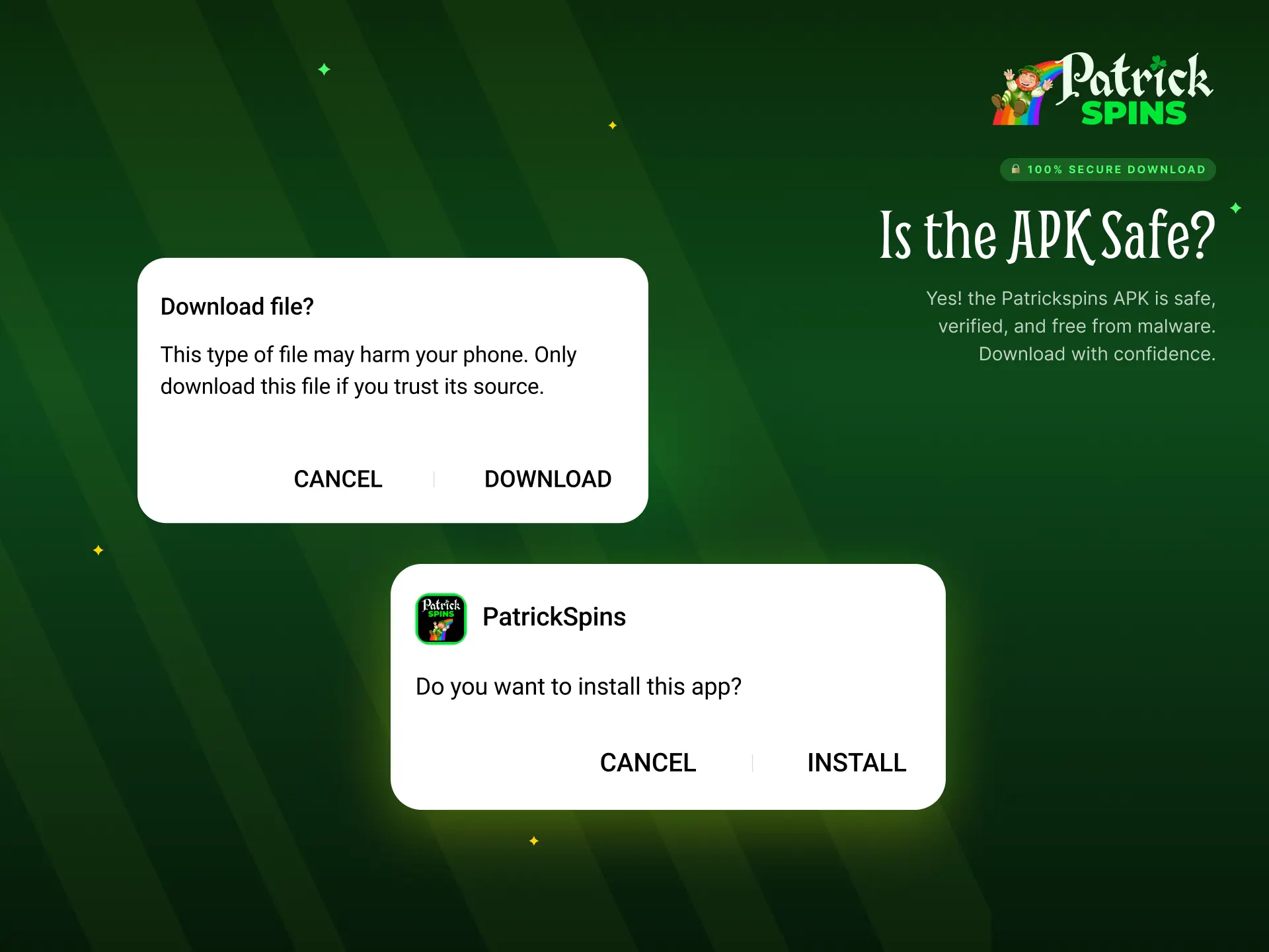 Downloading the Patrickspins APK is safe with official license and data encryption.