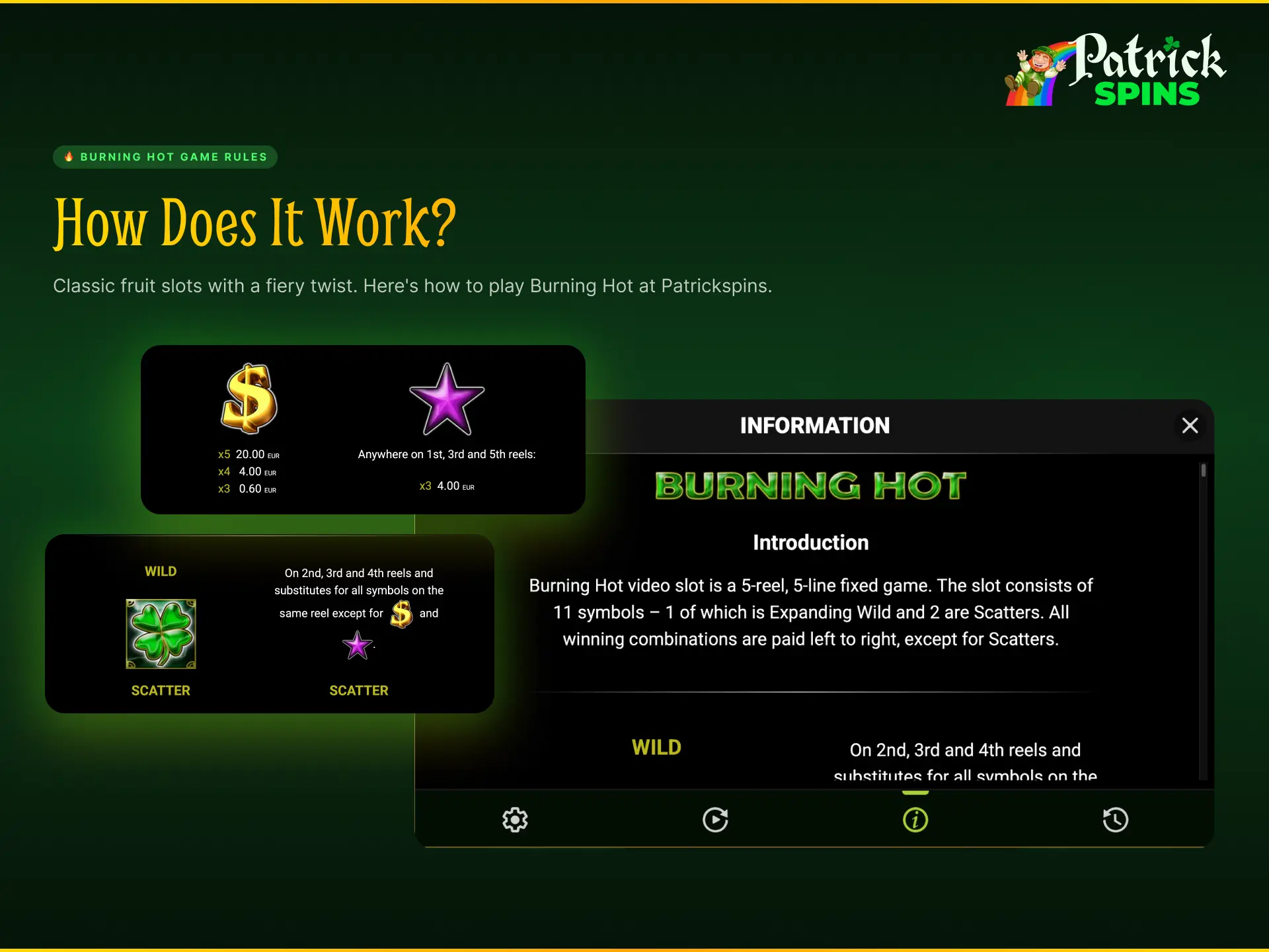 Burning Hot game rules explained for players on Patrickspins UK.