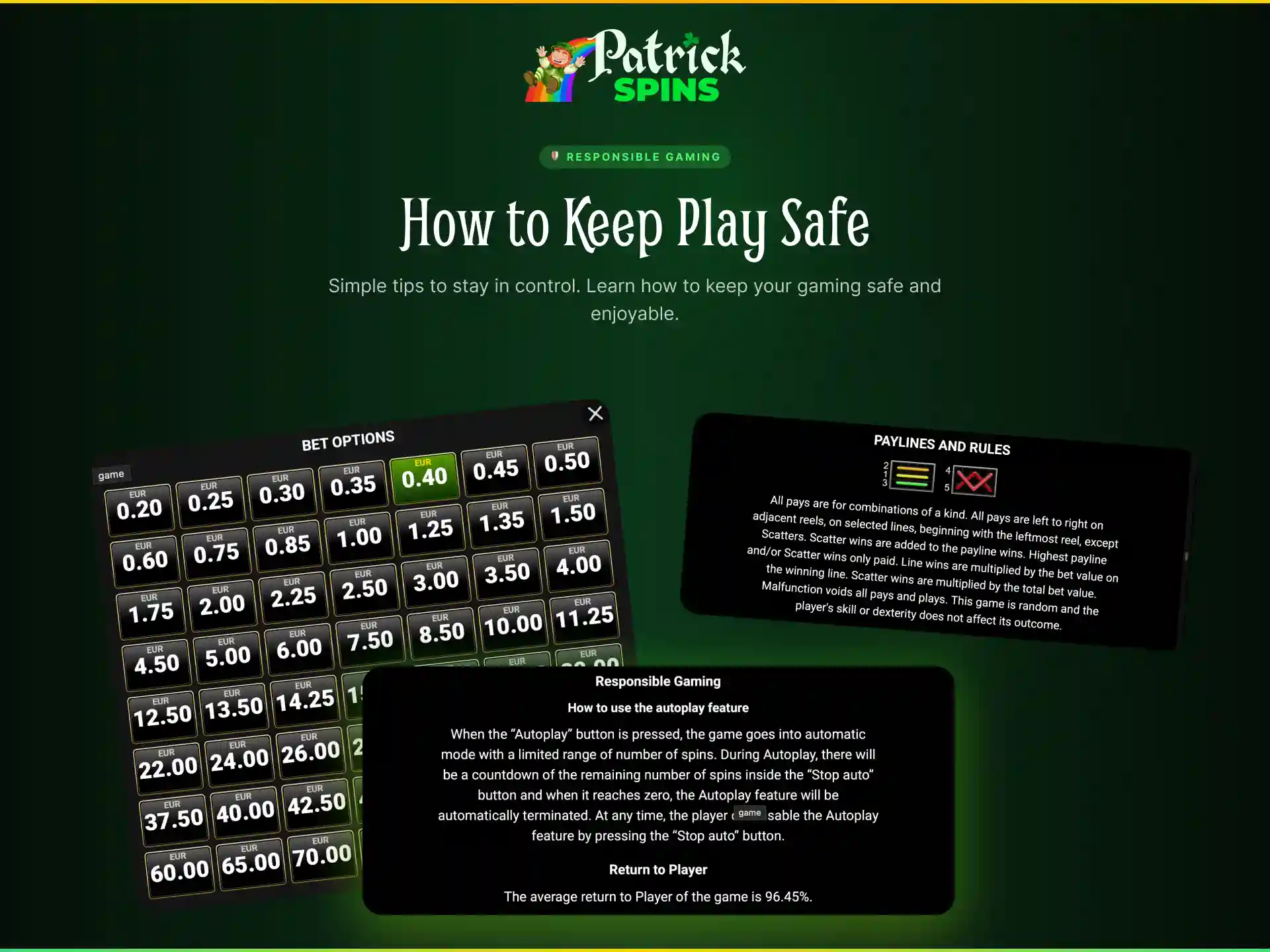 Responsible gaming tools on Patrickspins UK to keep play safe with Burning Hot.