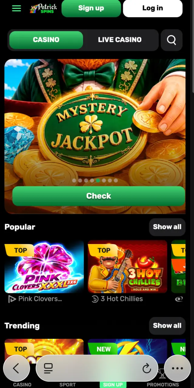 Visit the Patrickspins website using the Safari browser on your iPhone or iPad.