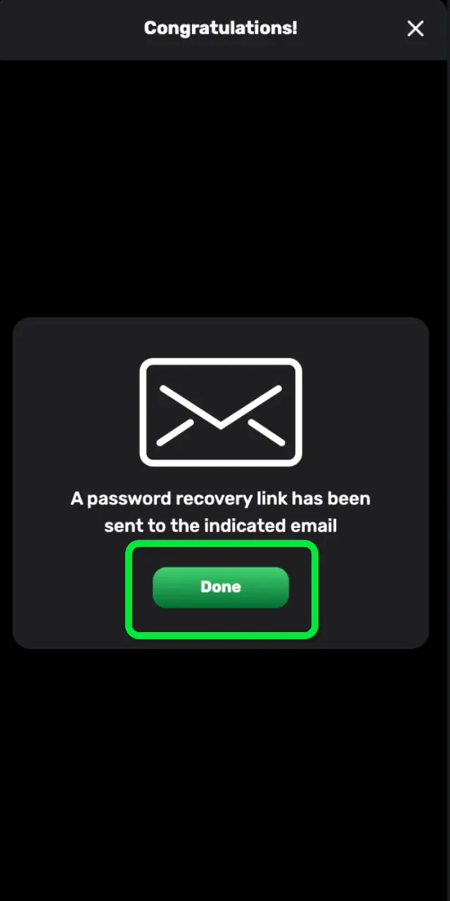 Click the reset link from Patrickspins and set a new password on the secure page.