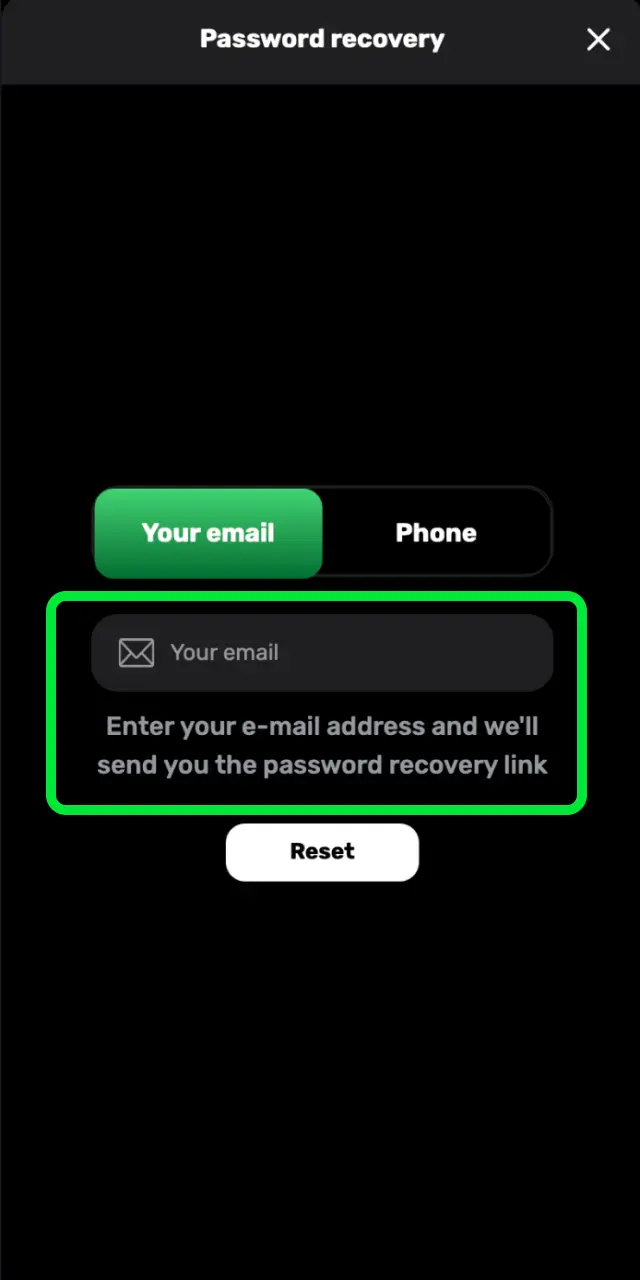 Enter the email address associated with your Patrickspins account and submit the request.