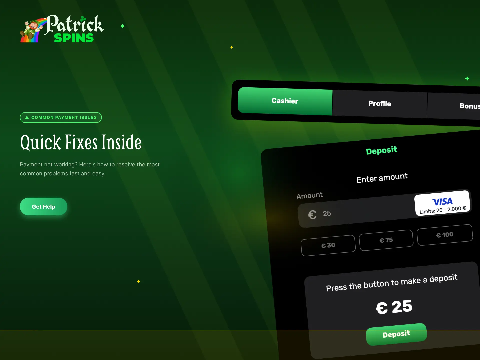 Solutions for common payment issues on Patrickspins UK like delays or declines.