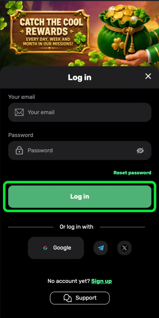 Log in using your registered email address and password.