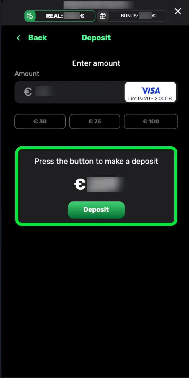 Navigate to the cashier on Patrickspins and deposit the required minimum for your bonus.