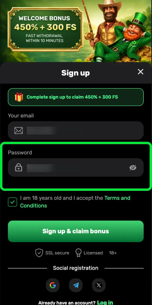 Select GBP as your currency and confirm United Kingdom as your country on Patrickspins.