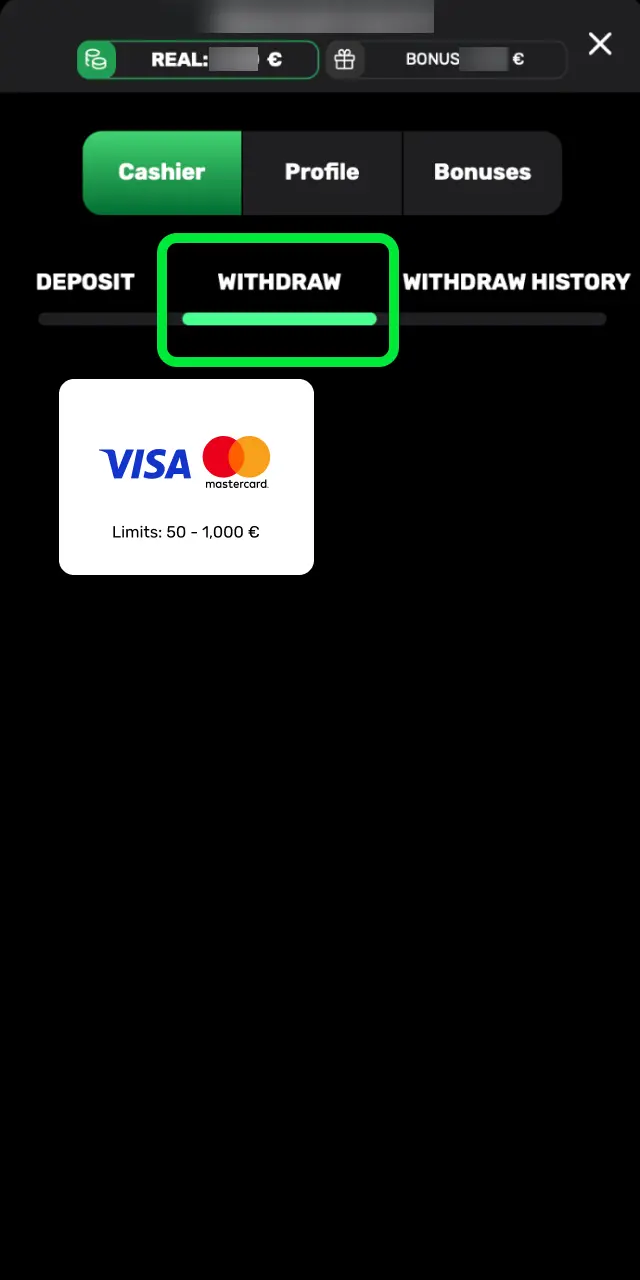 Navigate to the cashier or banking section from your Patrickspins account dashboard.